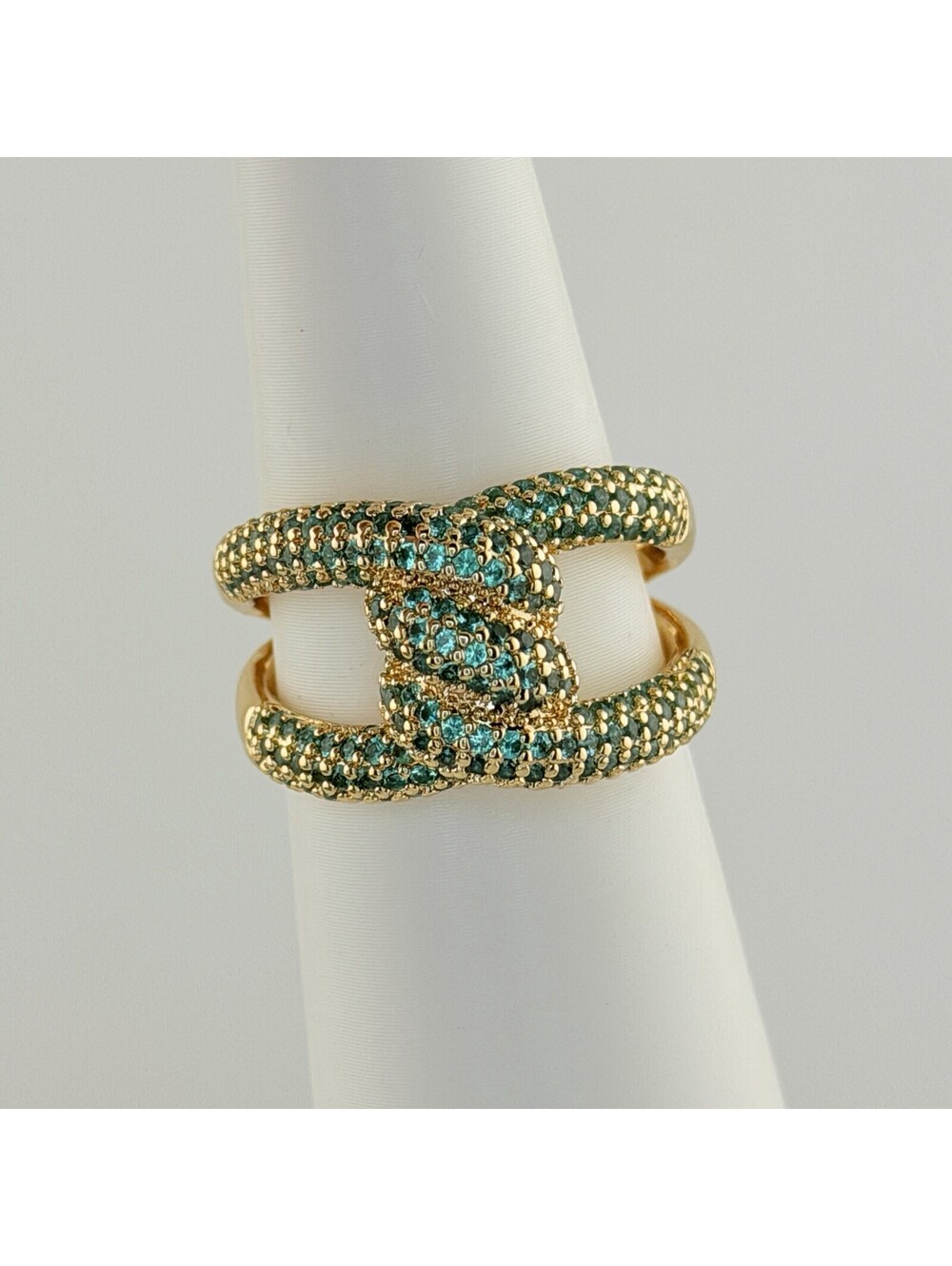Bomb Party Ring Sz 9 “Lover’s Knot” Paraiba Tourmaline on Yellow Gold RG43472
